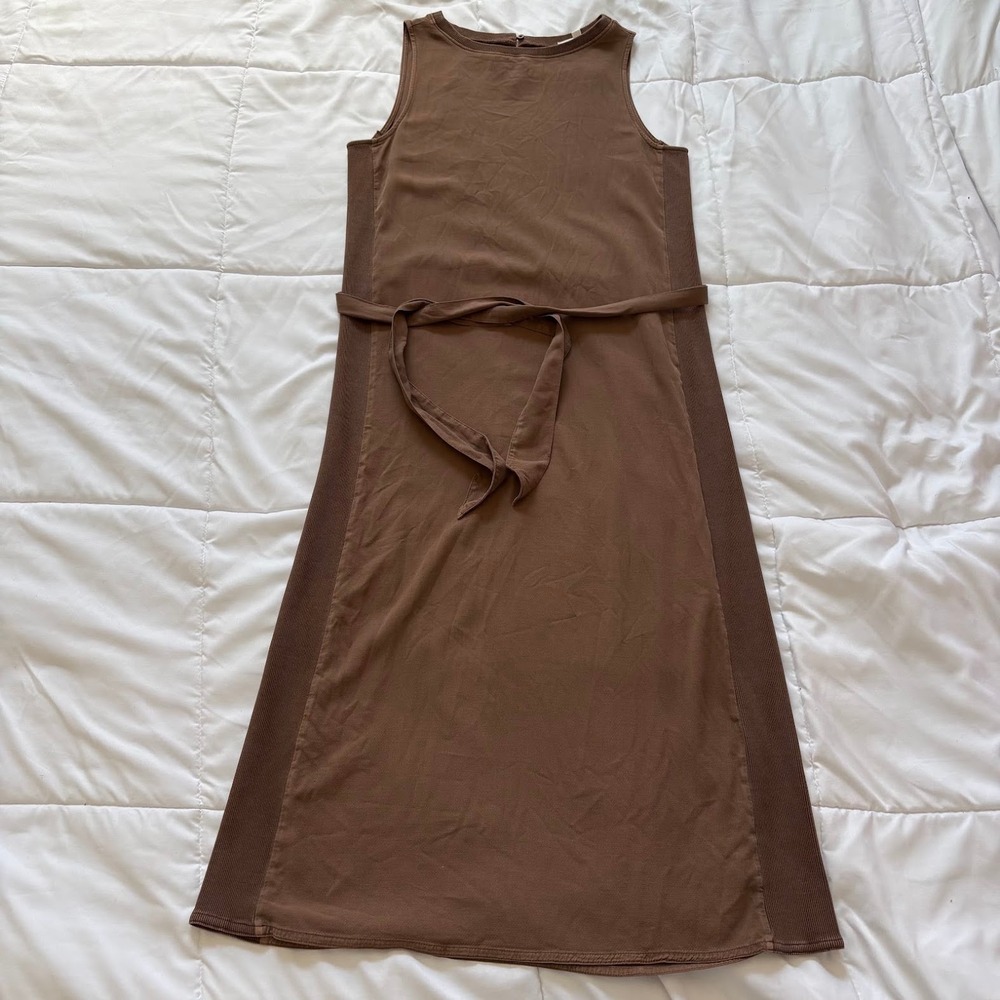 Splendid Chocolate Brown Sleeveless Midi Dress Womens XS Soft Power Quiet Luxury